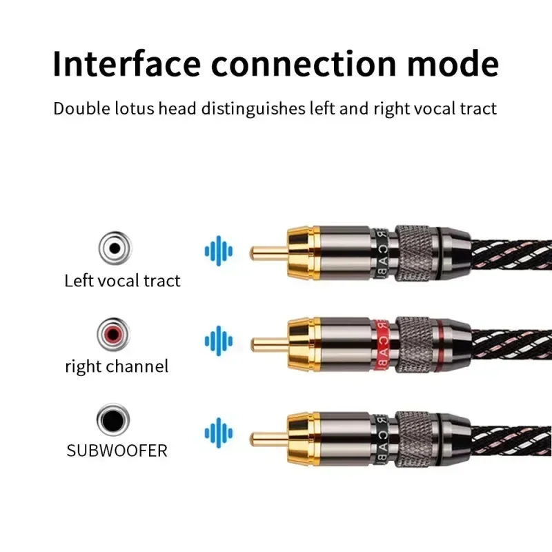 Cable RCA Hifi de 1 a 2 Cables de Audio y Video, Divisor de Cable de altavoz, Cable auxiliar para Subwoofer, DVD, amplificador de TV, electrónica de consumo