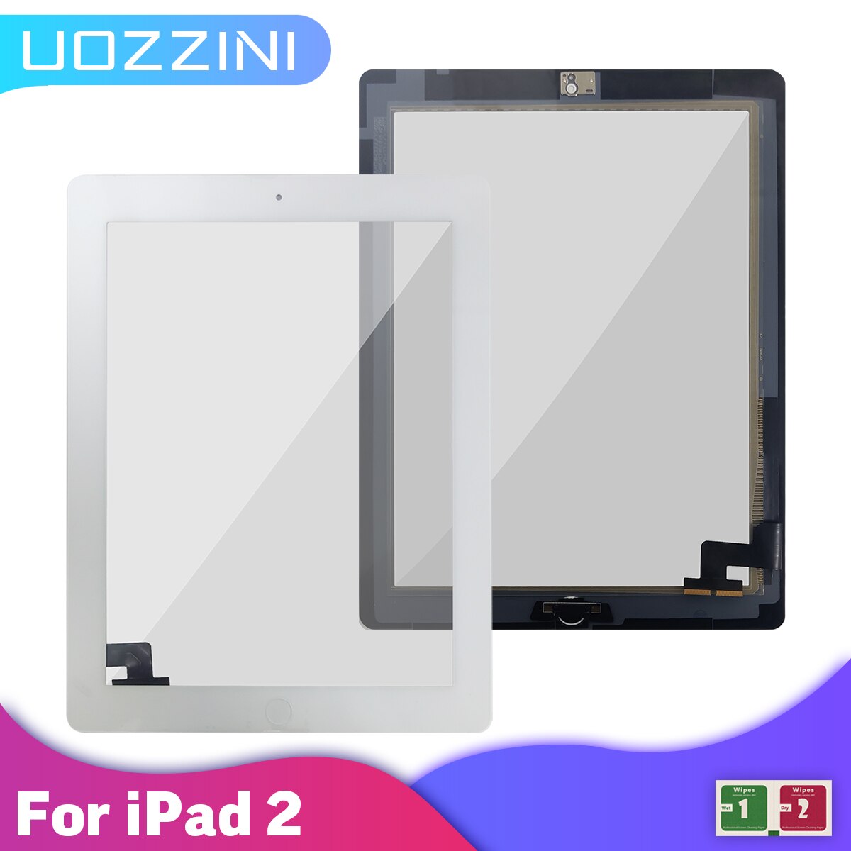 Touch Tested For iPad 2 Touch Screen Glass Digitizer Replacement Parts With/No Button Assembly for A1395 A1396 A1397