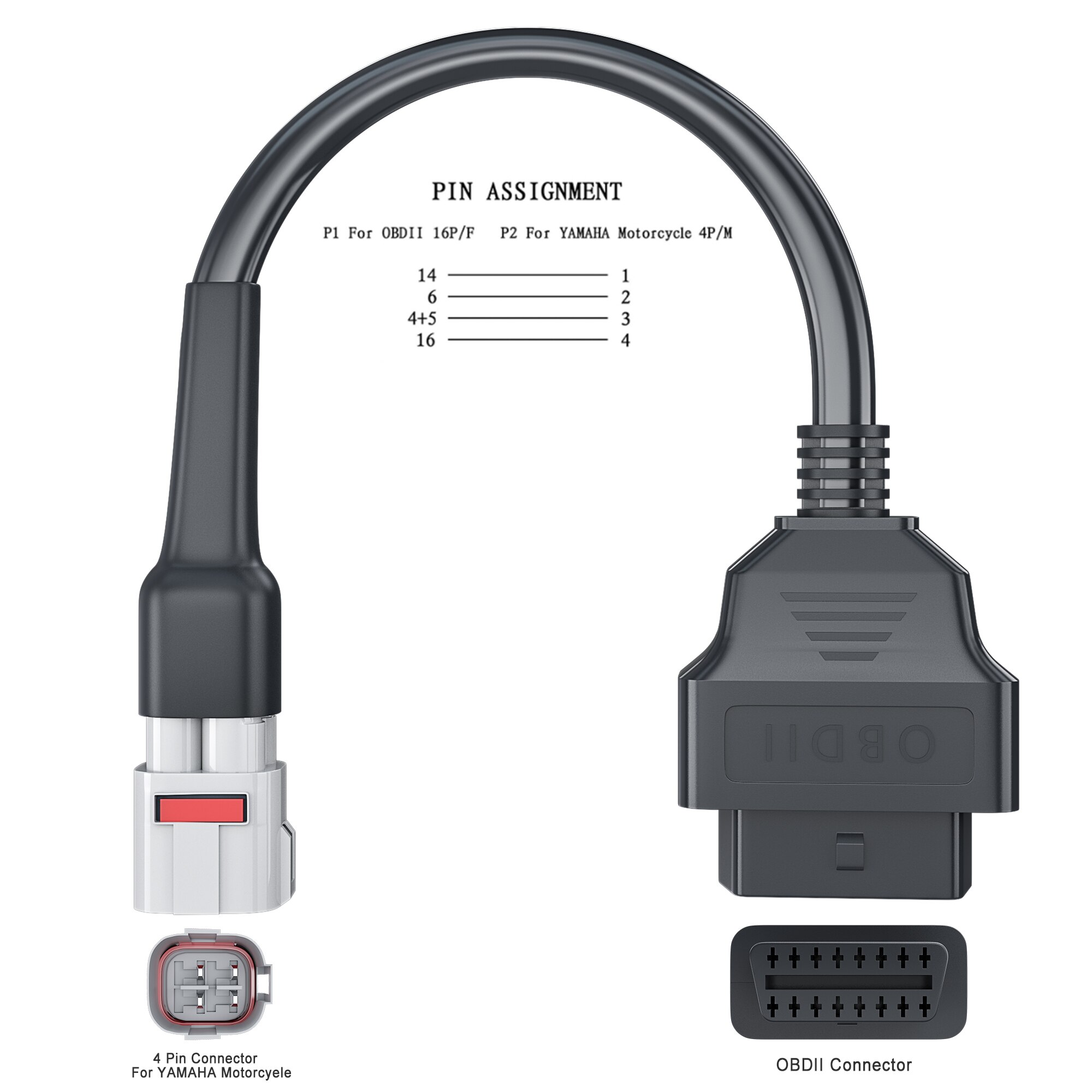 Câble adaptateur OBD pour Diagnostic de moto Ducati, 4 broches vers OBD2 16 broches, pour HONDA 4 broches/6 broches pour YAMAHA 3 broches/4 broches: For YAMAHA 4pin