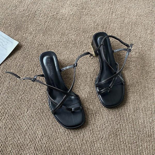 Gesp Beige Hakken Sandalen 2022 Vrouwen Dames Schoenen Zomer Slippers Platform Med Zwart Gladiator Meisjes Corrigerende: 1 / 39