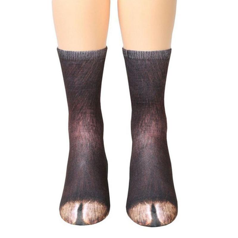 Zachte Casual Leuke Katoenen Dier Voeten Gesimuleerde Sokken Unisex Volwassen 3D Dieren Paw Print Lange Sokken: 07