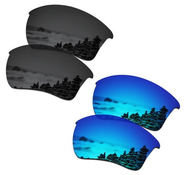 SmartVLT 2 Pairs Gepolariseerde Zonnebril Vervanging Lenzen voor Oakley Half Jacket 2.0 XL Stealth Zwart en Ijs Blauw: Default Title