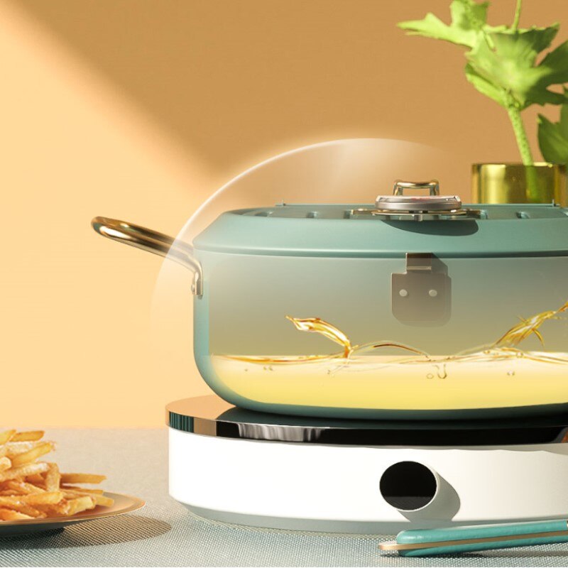 Kitchen Deep Frying Pot Thermometre Control Fryer Pan Temperature Control Fried Chicken Pot Cooking Tools Cookice