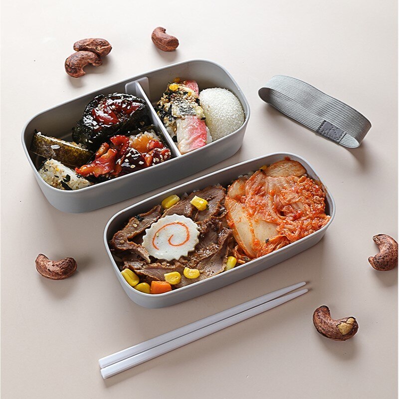 Bento Box Plastic Materiaal Voedsel Koelkast Vers Houden Doos Dubbele Gelaagde Kinderen Lunchbox