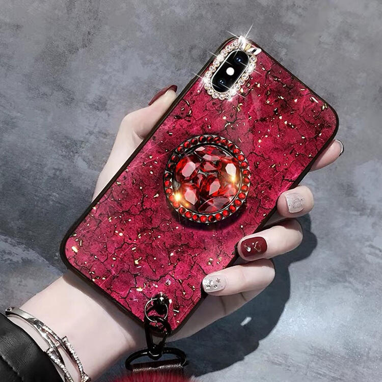Glitter Diamond Finger Grip Ring Holder Stand Mount Bracket For iPhone Huawei Samsung Xiaomi Redmi Universal Mobile Cell Phone: Red