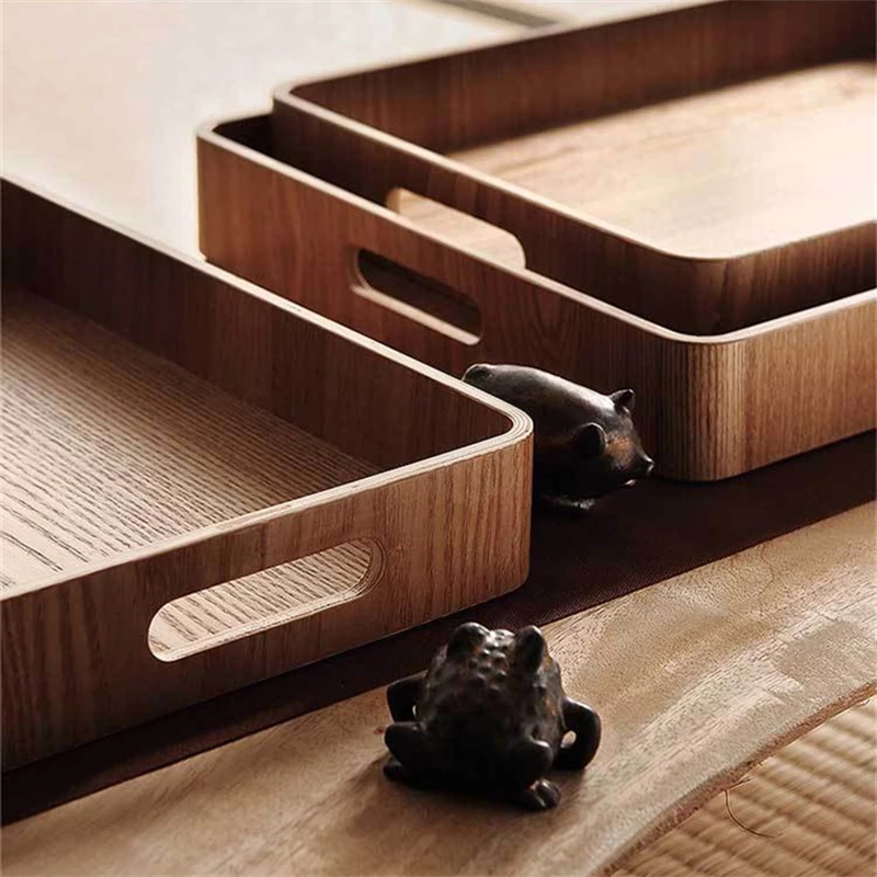Hotel Restaurant Kitchen Wooden Tea Coffee Tray Dinner Food Fruit Storage Holder Outdoor BBQ Dishes Plates