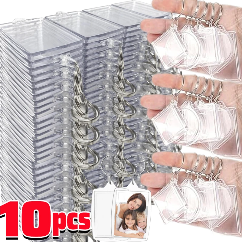 5/10 Stück transparenter Fotorahmen-Schlüsselanhänger, Quasten, schnappen-in, individueller Einsatz, Foto-Acryl-Rohling-Schlüsselanhänger, klarer leerer Bild-Anhänger