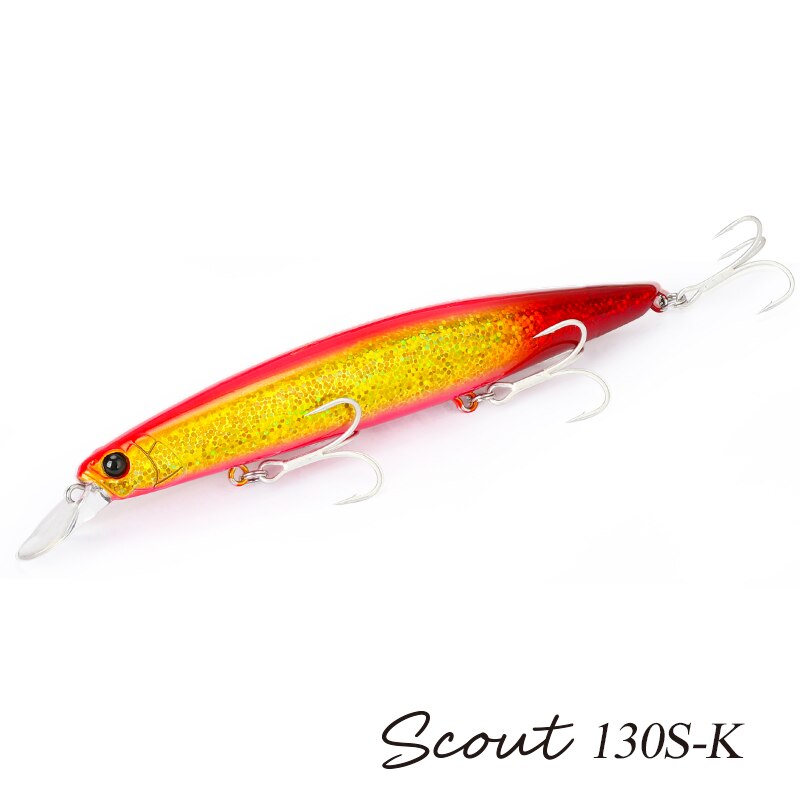 TSURINOYA 130S-señuelo de pesca de pececillo que se hunde, SCOUT, 130mm, 24g, fundición larga, lengüeta de lubina, cebos duros artificiales grandes para pesca en el mar: Verde claro