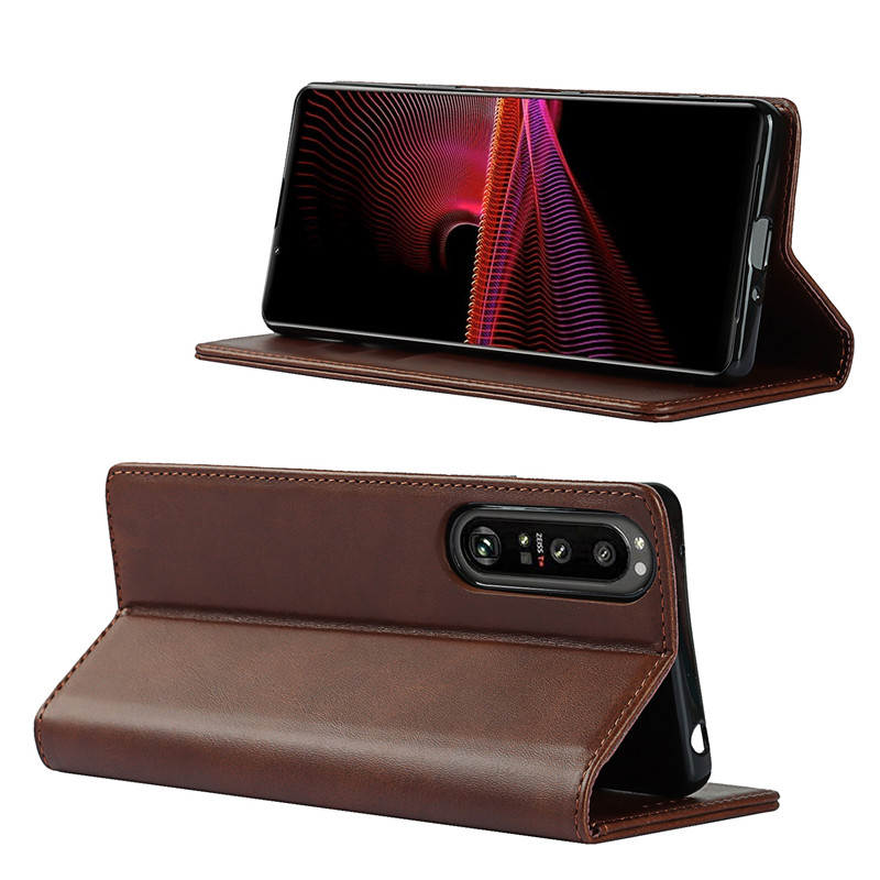Skórzane etui do Sony Xperia 1 III etui z klapką etui na karty magnetyczne przyciąganie pokrywy skrzynka dla Sony Xperia 1 II portfel etui