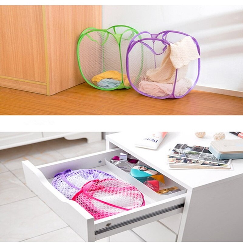 Multi Color Mesh Open Up Washing Laundry Hamper Foldable Net Laundry Basket Household Clothing Organizer Dirty Clothes Basket
