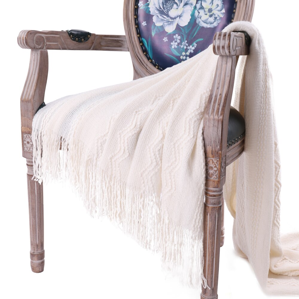 Battilo Intricate Woven Throw Blanket with Raised Patterns and Tasseled End 50"x60"