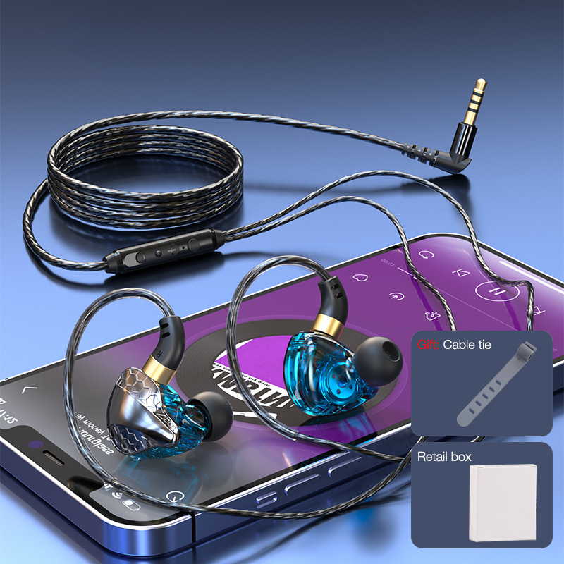 EARDECO 3.5mm Wired Headphones HIFI Bass Wired Earphone Earbuds inear Headphones Phone Mobile Headset with Mic Earphone Handfree: Blue