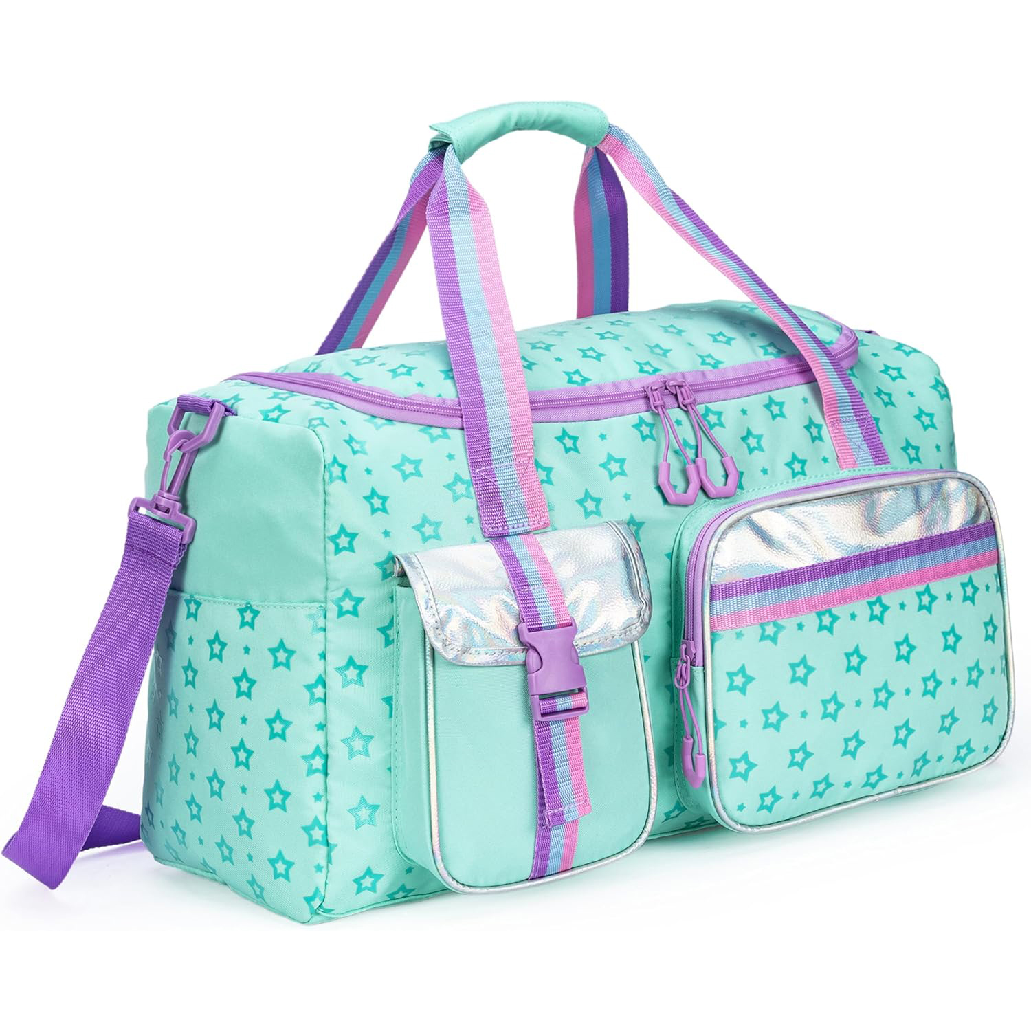 Bolsa de lona para niñas y mujeres, bolsa de viaje para , bolsa de noche para niñas y mujeres, bolsa de dormir para niñas, bolsa de baile para gimnasio, 1 ud.: Azul cielo