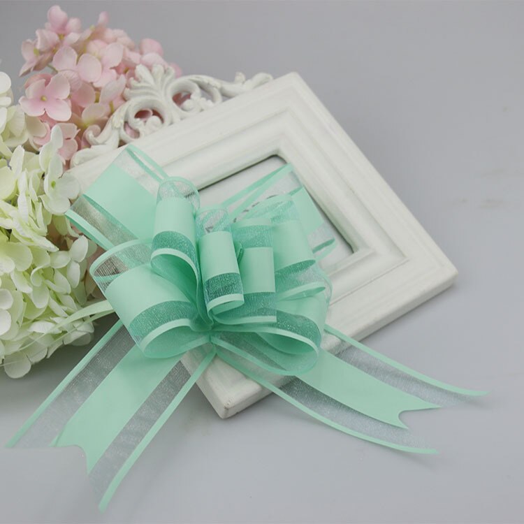 Plain Snow Yarn Garland Streamers Ribbon Flowers Packaging Bundled Wedding Car Door Hand Streamers Wedding Decoration: lake blue 10pieces