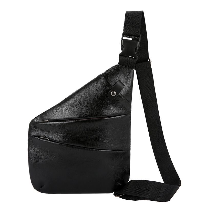 Bandolera de hombro Personal de cuero sintético para hombre, bolsa de almacenamiento Digital, antirrobo, con bolsillos: Black