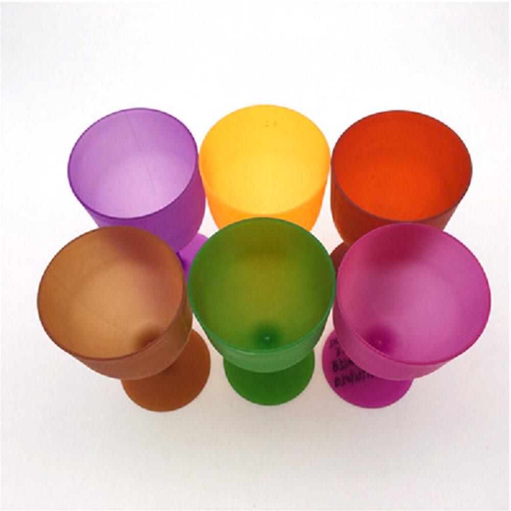 6 Pcs/set Food Grade PP Plastic Wine Glasses Goblet Champagne Party Picnic Bar Drinking Glasses Colorful Frosted Glasses