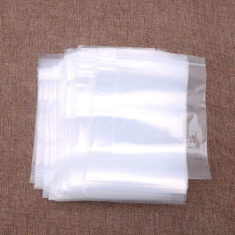 100 pcs Plastic Bags white Grip Self Press Seal Resealable Zip Lock Clear Cookie Cake Candy Bags: 5 x 7 cm