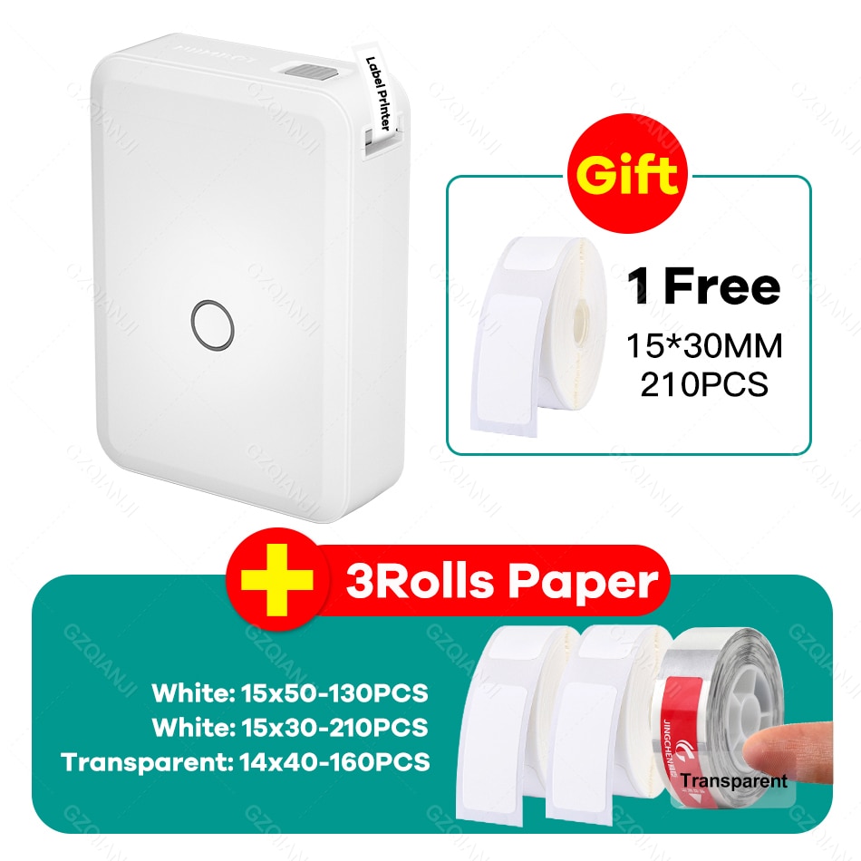 Niimbot D110 Paper Sticker Wireless Label Printer Pocket Handheld Printer Thermal Price Label Sticker Marker Home Office USE: Add 2WH 1Trans
