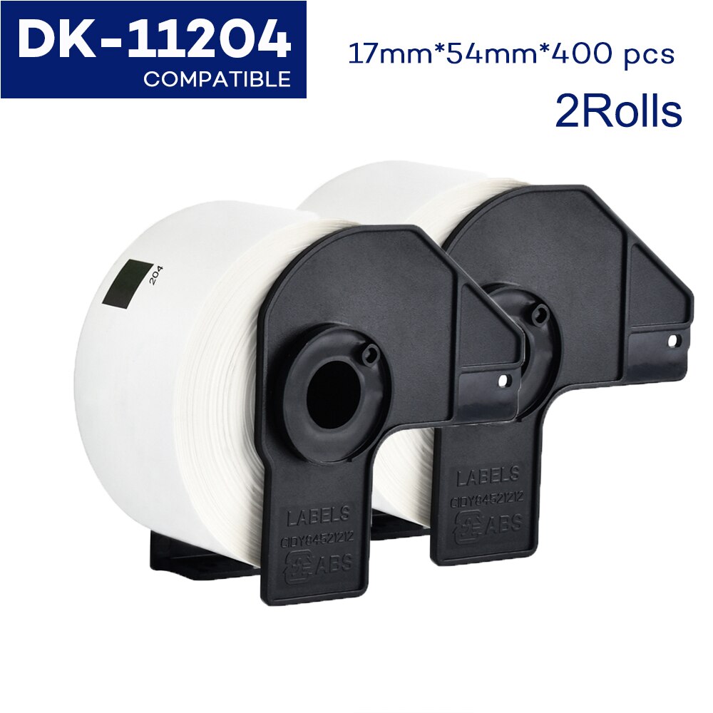 2 etykiety rolkowe kompatybilne z drukarką termiczną Brother QL570 DK 22205 DK11209 DK22205 ciągłe i wycinane standardowe etykiety adresowe: 2Rolls DK-11204