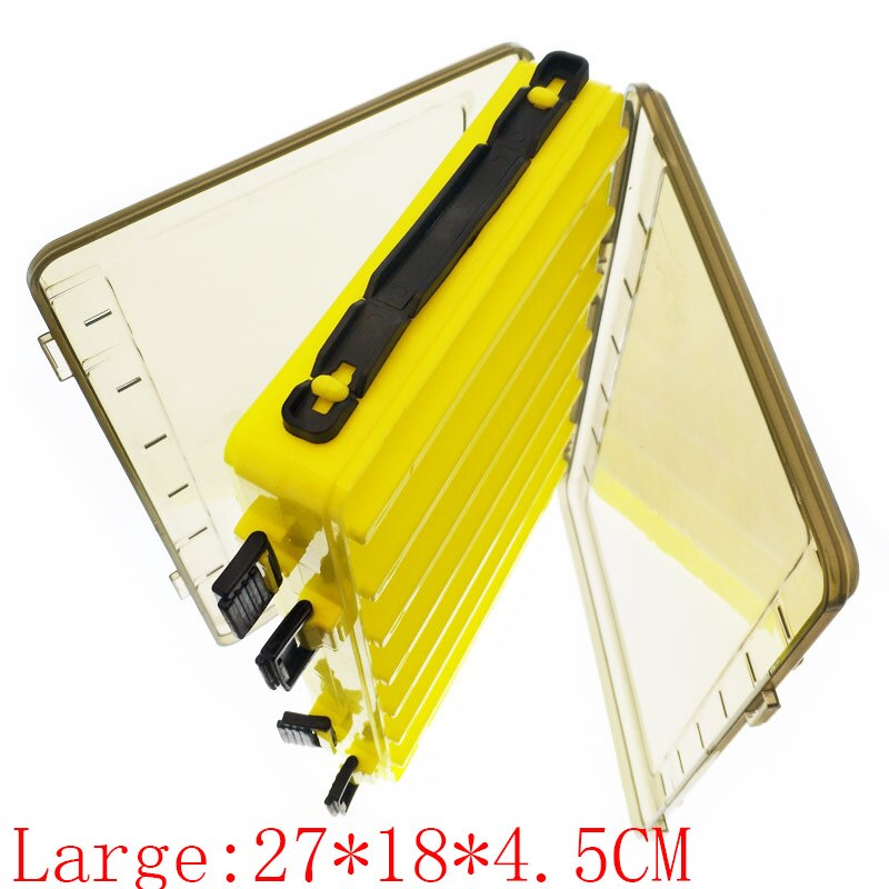 Fishing Lure Box Tackle Box Double-decker Sub-bait Box Portable Bait Fishing Gear Storage Box Double Sided Tackle Box: large yellow