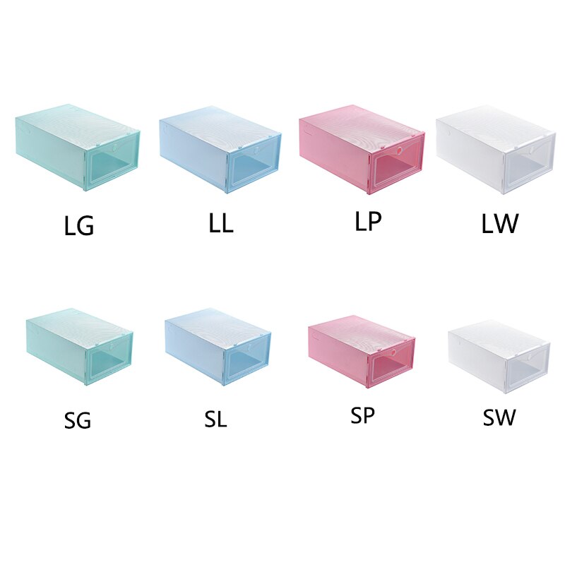 Clear Plastic Shoe Boxes Stackable Floding DIY Shoe Drawers Storage Container Organizers
