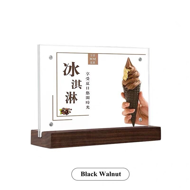 A6 Magnetic Wooden Acrylic Picture Paper Photo Frame Acrylic Menu Sign Card Note Holder Advertising Board: 7