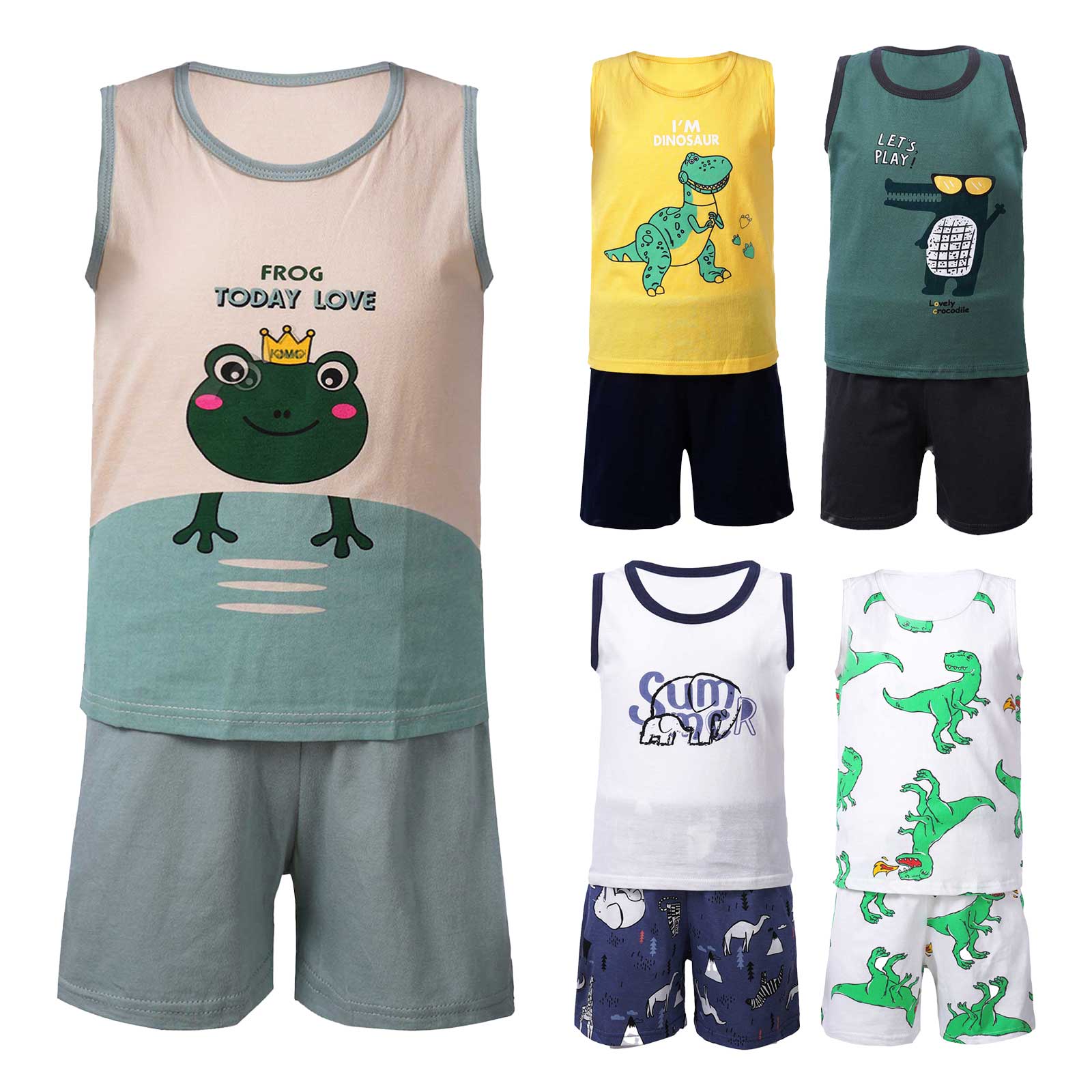 Pigiami per bambini pigiami per bambini pigiami per bambini set di vestiti senza maniche in cotone Cartoon 2 pezzi set pigiami pigiami per bambini 2 4 6 8 10 anni