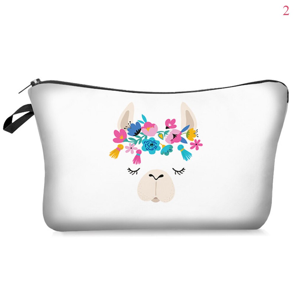 Saco cosmético à prova dwaterproof água impressão folha de alpaca saco de toalete para viagens organizador maquiagem beleza bolsa feminina zíper bolsa: 2