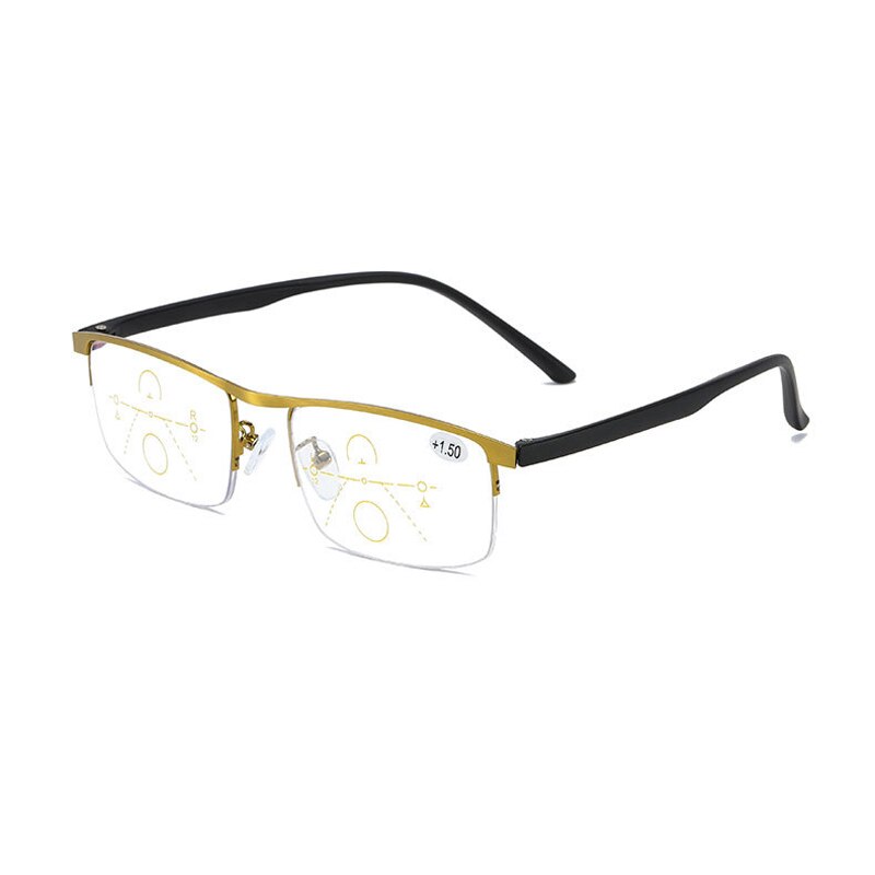Lunettes de lecture progressives intelligentes pour hommes et femmes, avec réglage automatique, Anti-rayon bleu, de près et de loin, + 1.0 + 1.5 + 2 + 2.5 + 3.5: +350 / Or