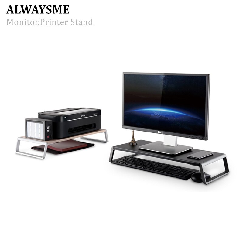 Alwaysme Monitor Stand Riser, Metal + Hout Desktop Stand Met Anti-Slip Zuignap Voor Laptop, computer, Imac, Pc, Printer