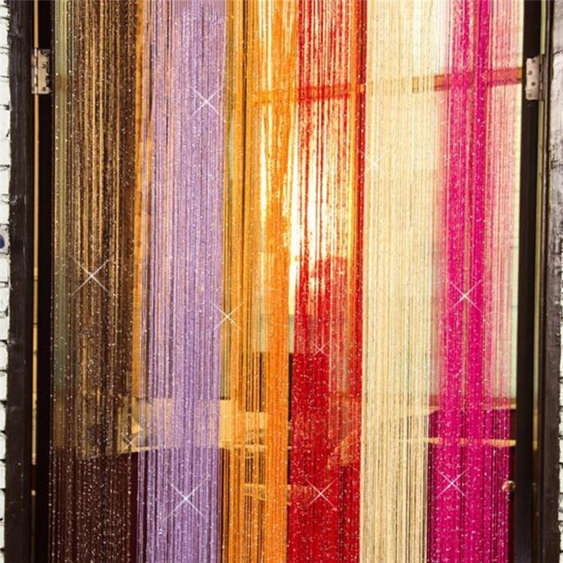 Tira de borlas con purpurina para cortina, divisor de Panel de cristal para puerta, ventana, cortina decorativa, 100cm x 200cm