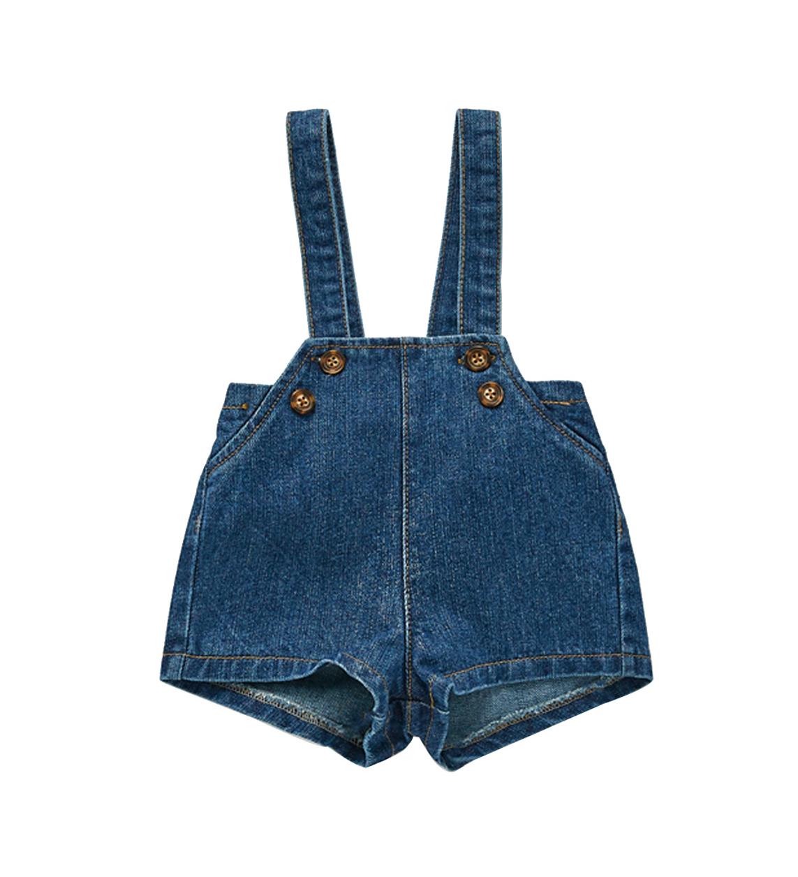 Autumn Baby Overalls Boys Girls Denim Overalls Kids Jumpsuit Children Denim Shorts: 203K04blue / 3T
