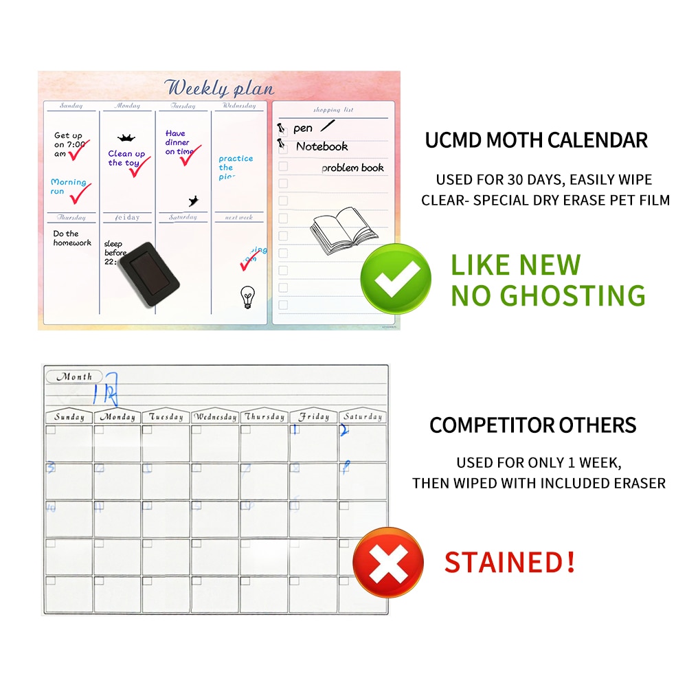 42x30cm Magnetic Weekly Planner Whiteboard Fridge Magnet Flexible Daily Work Study Plan Time Schedule Organizer Message Board