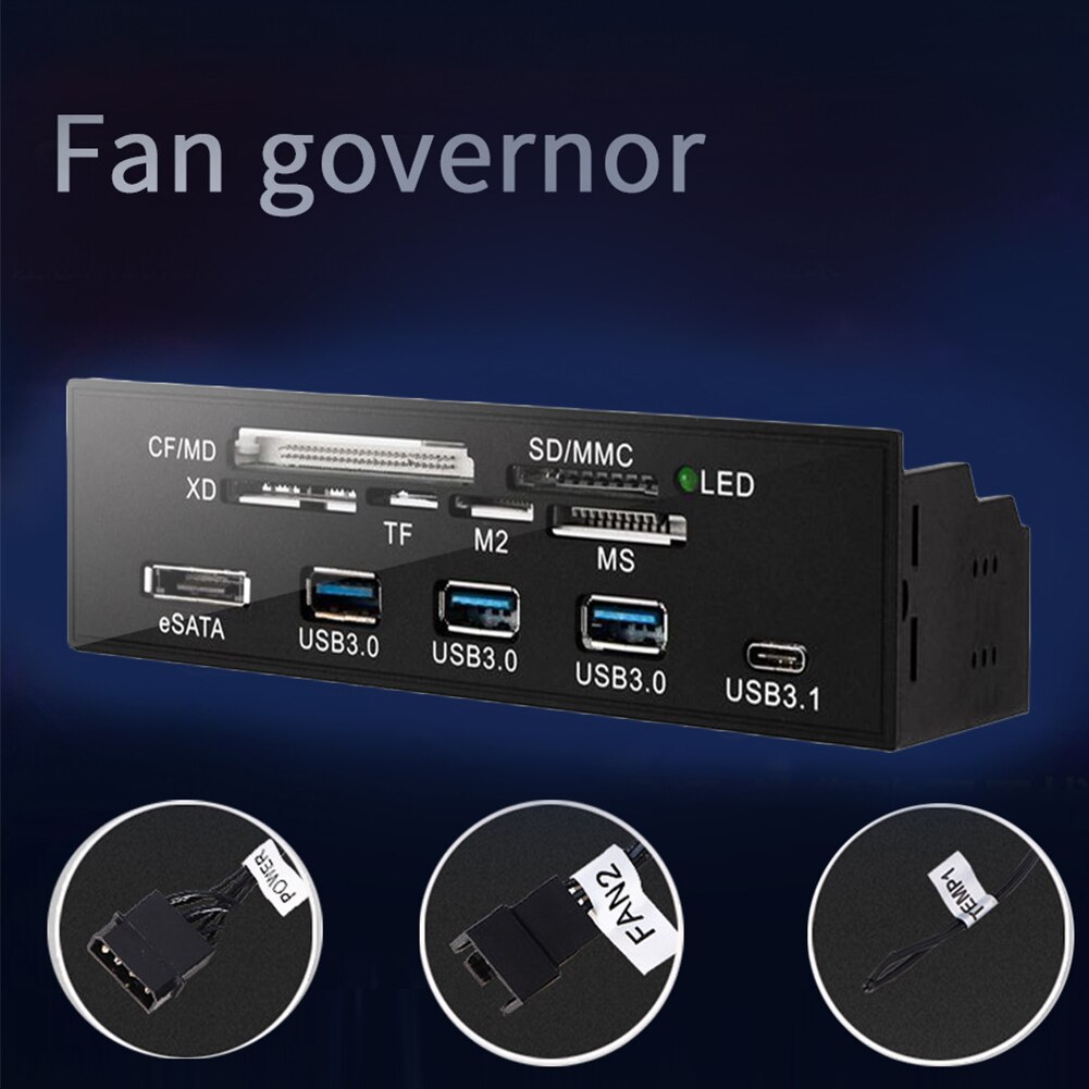 CPU Internal Fan Speed Controller Multi Functional LCD Display PC Front Panel Replacement Digital 4 Channel Cooling Temperature