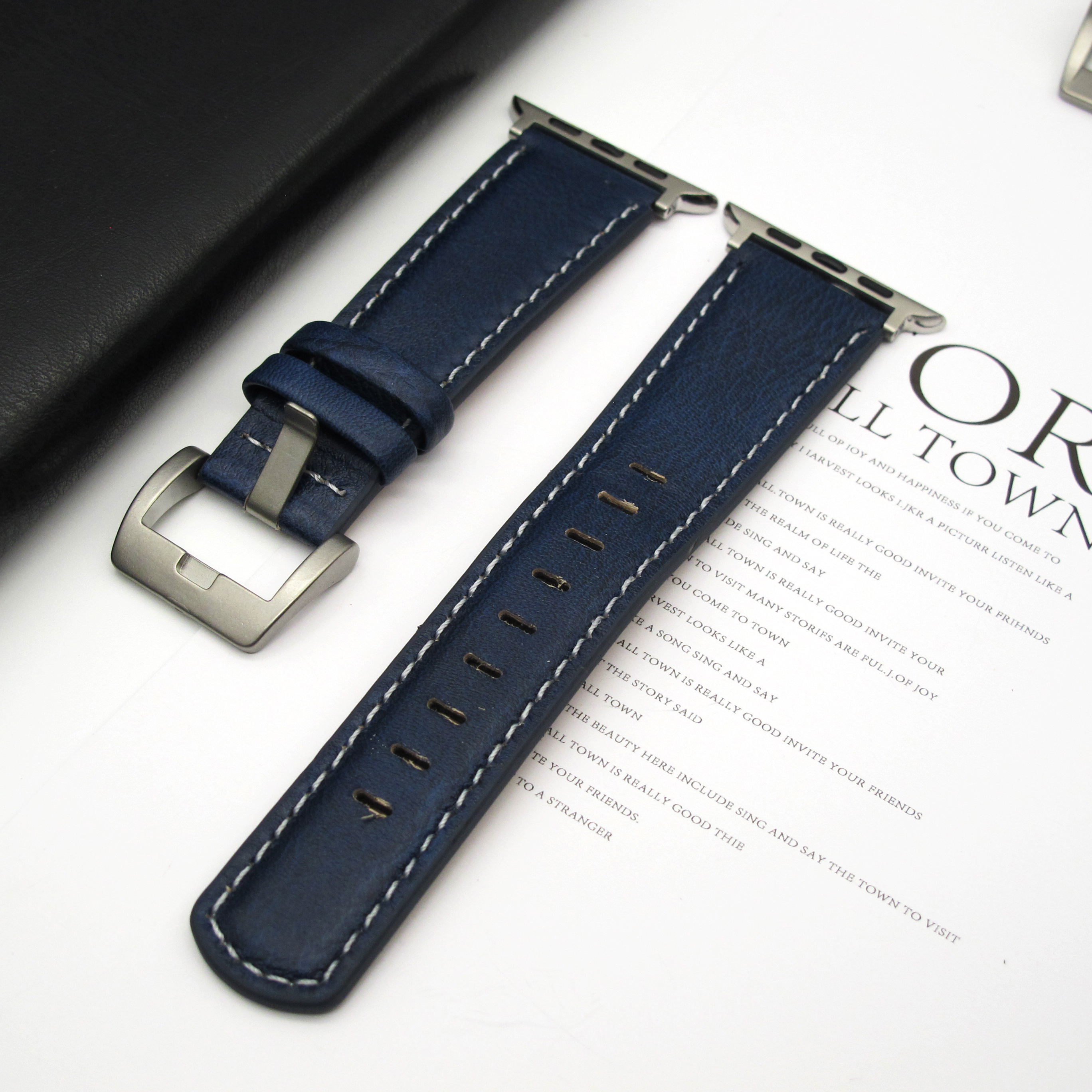 Leather strap for Apple Watch Ultra1 strap 49mm S10 46mm 42mm 45 44 41 40 38mm men's strap for Iwatch series 987654: M / White Black