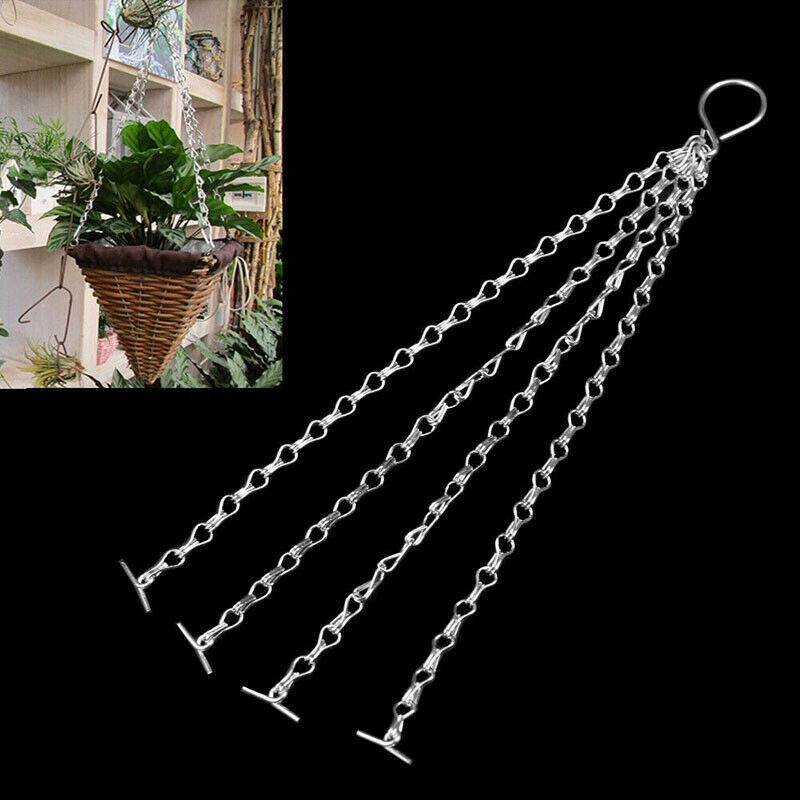 4X Garden Hanging Basket Spare Metal Chains Easy Fit Replacement Hanger 45CM