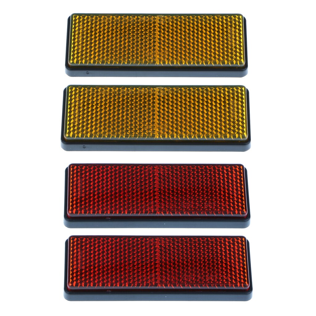 4 Pieces Car Reflector Light Reflective Strips On Self Adhesive Yellow & Red