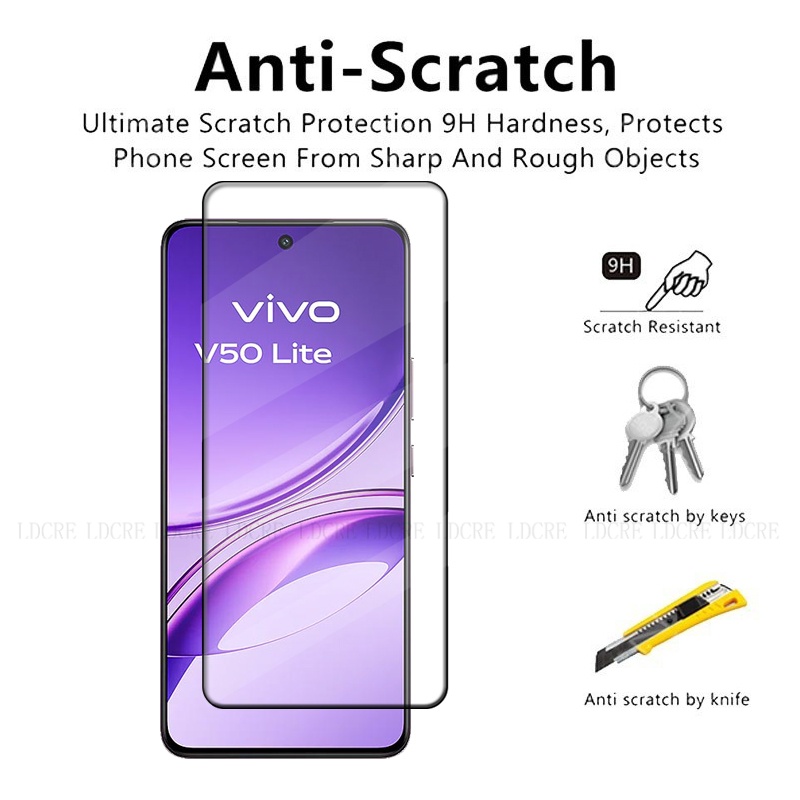 Vidrio 6 en 1 para Vivo V50 Lite 5G para Vivo V50 Lite 5G vidrio templado 9H Protector de pantalla de cubierta completa Vivo V50 Lite 5G lente de cristal