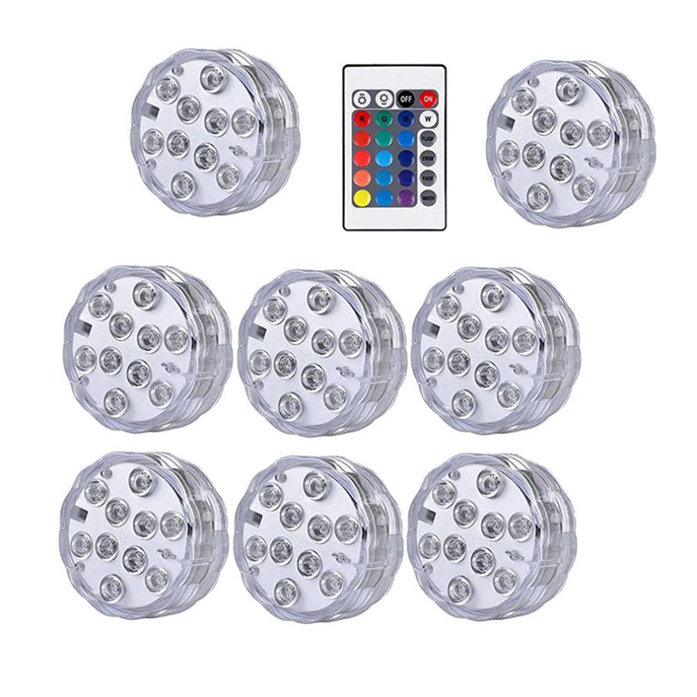 10 Led Remote Controlled RGB Submersible Light Battery Operated Underwater Night Lamp Outdoor Vase Bowl Garden Party Decoration: Type4