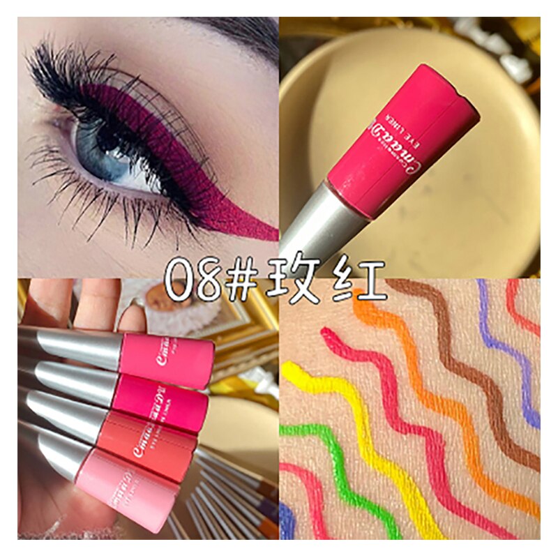 12 fargerike matte noen eyeliner fargetoner super vanntett langvarig sminke naturlig flytende eyeliner blå grønn gul øyne penn: 08 rose rød