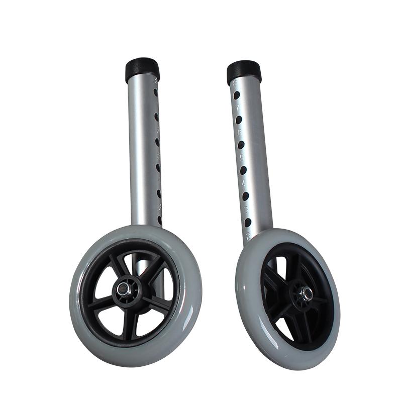 1 par 28.6mm rollator med hjul fotrör diameter 5 tum riktat hjul fotrör bromsrullstol med 3 tum universalhjul