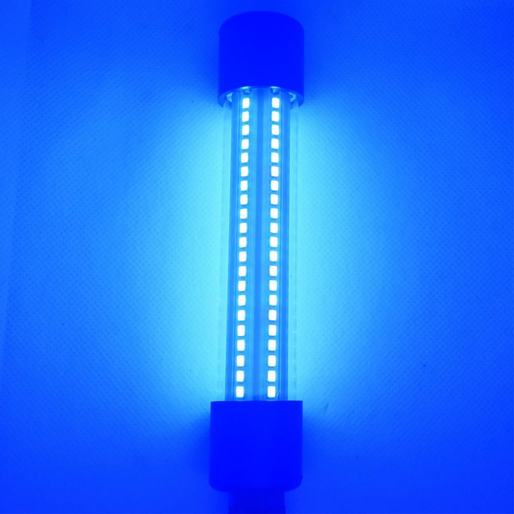 Luz LED sumergible para pesca, buscador de peces bajo el agua, lámpara con bombilla de 1200LM, cable de 5M, accesorios para herramientas de pesca: Azul