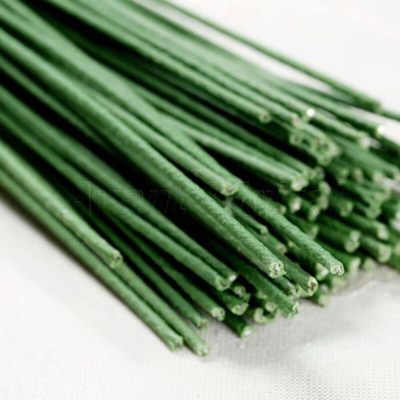 Green 12pcs/lot 60cm Iron Wire Plastic Florist Stub Stems Floral Wire Wedding Bridal Bouquet Craft Decor
