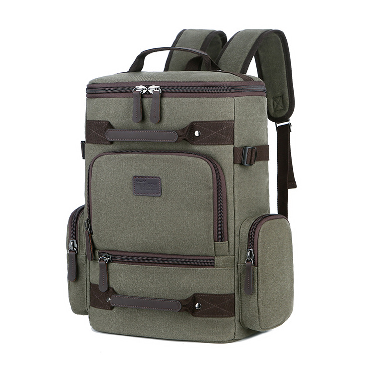 Tilorena masculino lona mochila de grande capacidade resistente ao desgaste lazer viagem computador saco retro masculino ombro grande tamanho: Verde