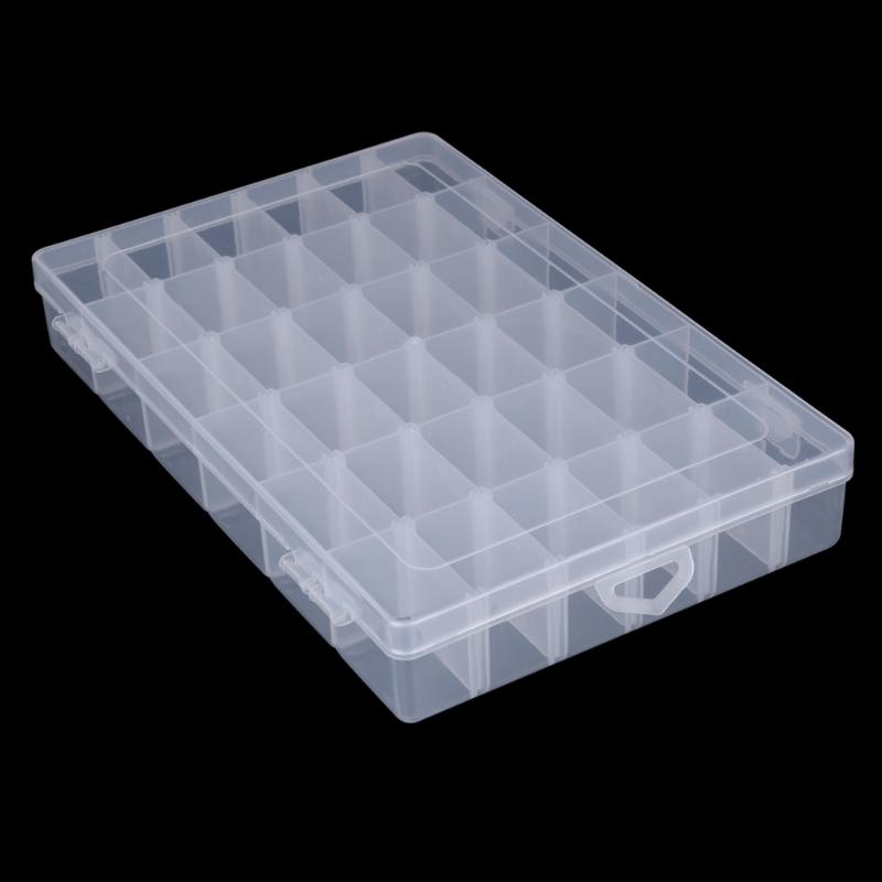 Rectangle Plastic Organizer 36 Compartment Storage Box Adjustable Bead Container Rings Jewelry Case Home Organizer