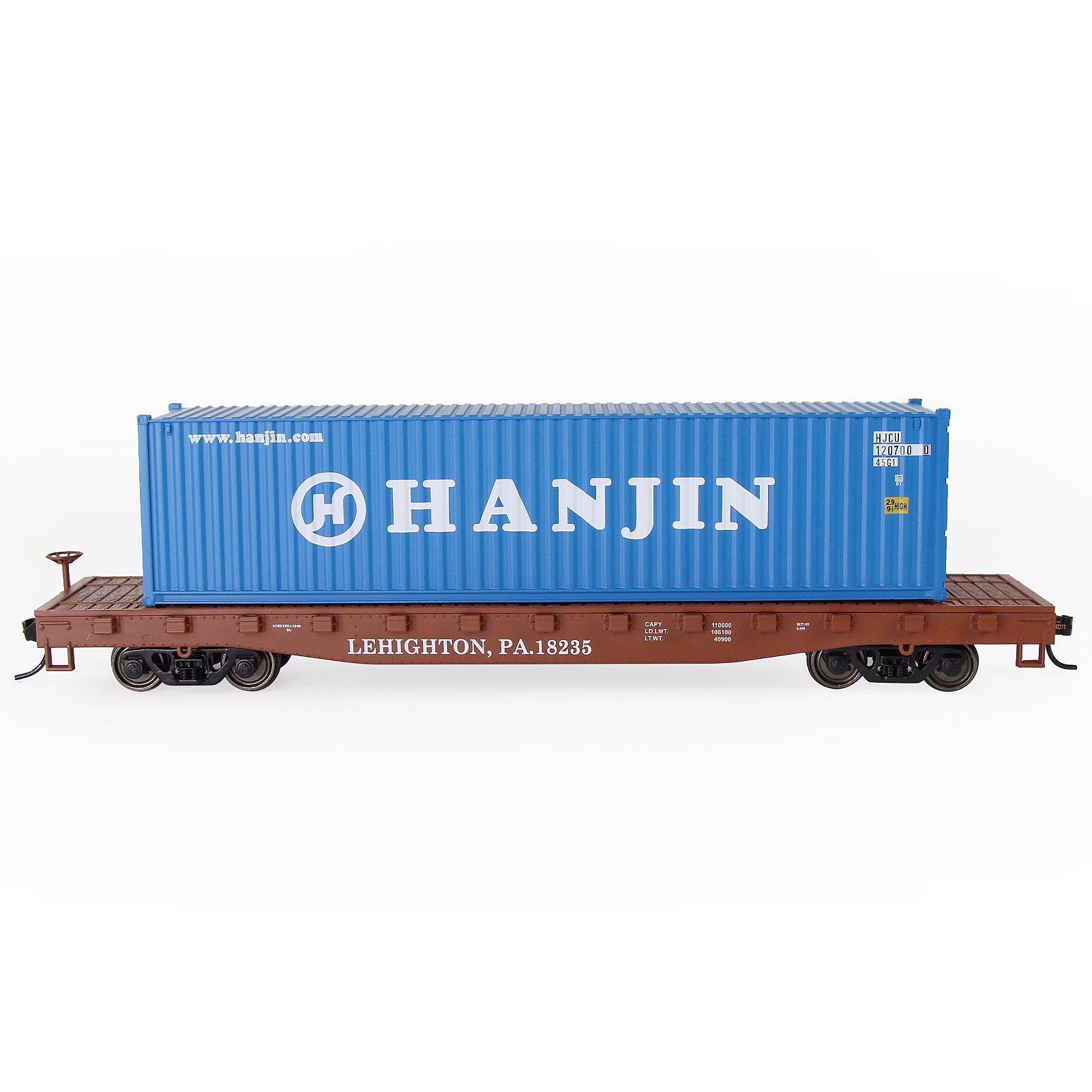 C8741 Model Railway Layout HO Scale 1:87 52ft Flat Car with 40&#39; 20&#39; Container Oil Tanks Lot: 08-2