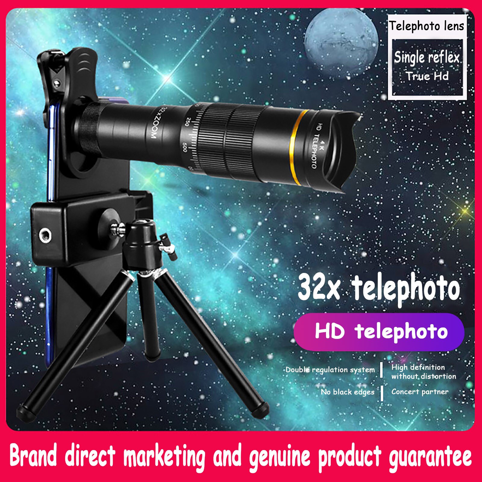 Monoculaire Telescop 32X Professionele Tele Zoom Outdoor Camping Intrekbare Met Statief Telefoon Clip Ondersteunt Smartphone # G4