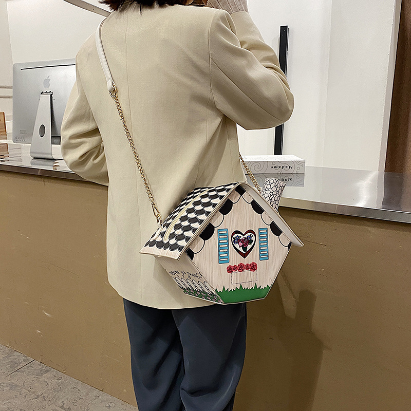 Boutique De Fgg Novelty Handtassen Huis Vorm Vrouwen Crossbody Bag Faux Lederen Schoudertas Tienermeisjes Messenger Bag