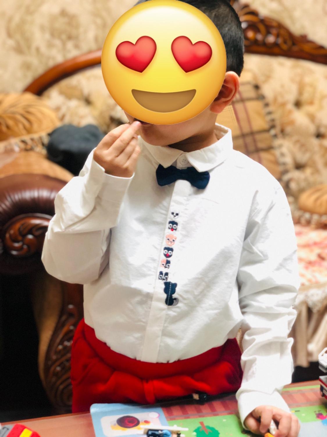 Spring Autumn 2 3 4 5 6 8 10 Years Children White Cotton Long Sleeve Turn-Down Collar Bow Handsome Shirt For Kids Baby Boys