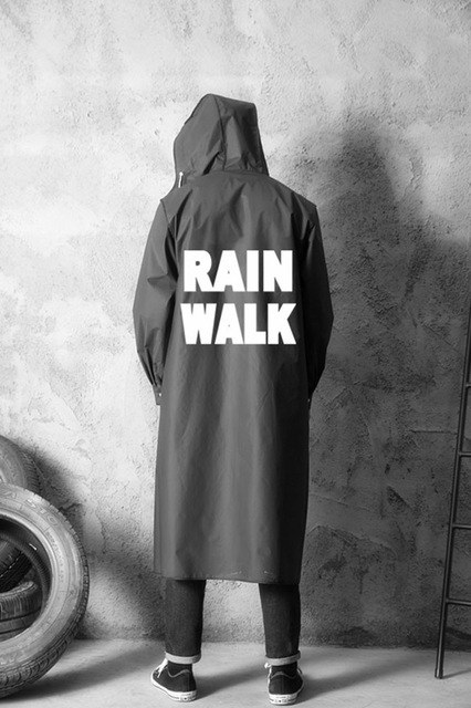 Adult Long Raincoat Men Women Impermeable Rainwear EVA Black Outdoor Hiking Travel Waterproof Hooded Rain Coat Poncho Thickened: 1 / XXL